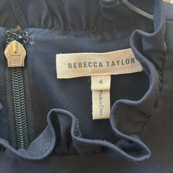Rebecca Taylor Sleeveless Ruffle Suit Dress Navy size 4 - Picture 4 of 4